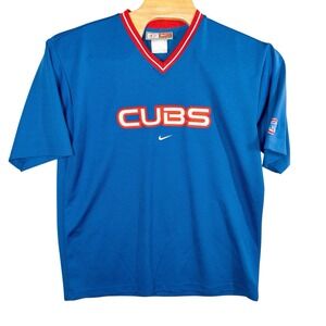 VTG Nike Center Swoosh Chicago Cubs Stitched MLB‎ Jersey Mens XL Baseball